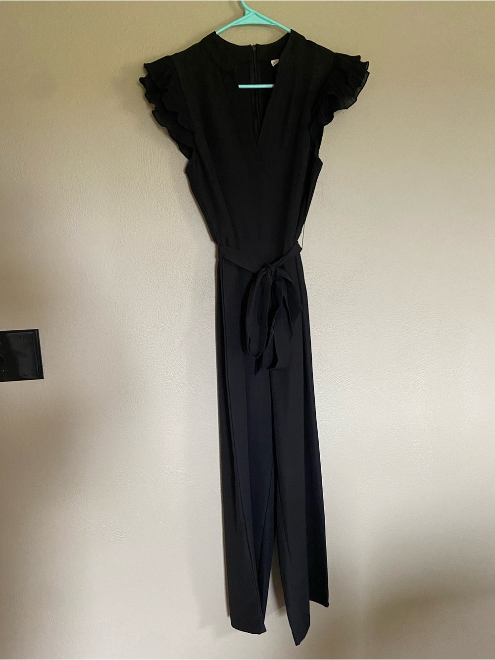 Amazon Black Ruffle-Sleeve Tie-Waist Jumpsuit